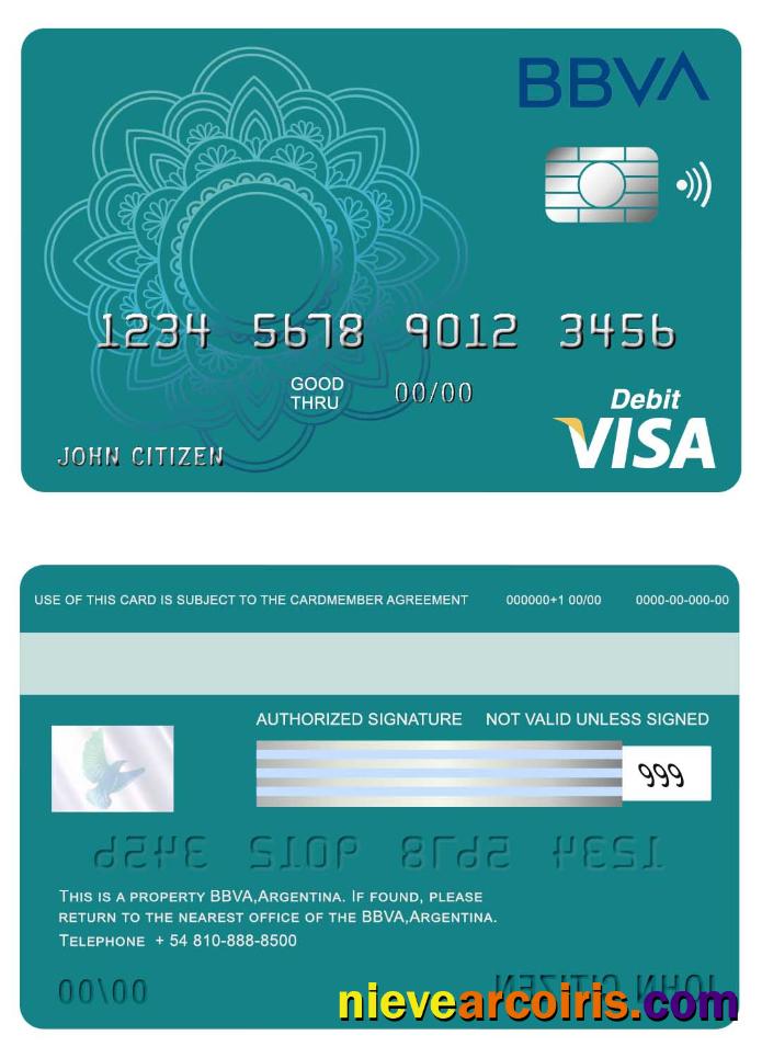 Argentina BBVA bank visa card
